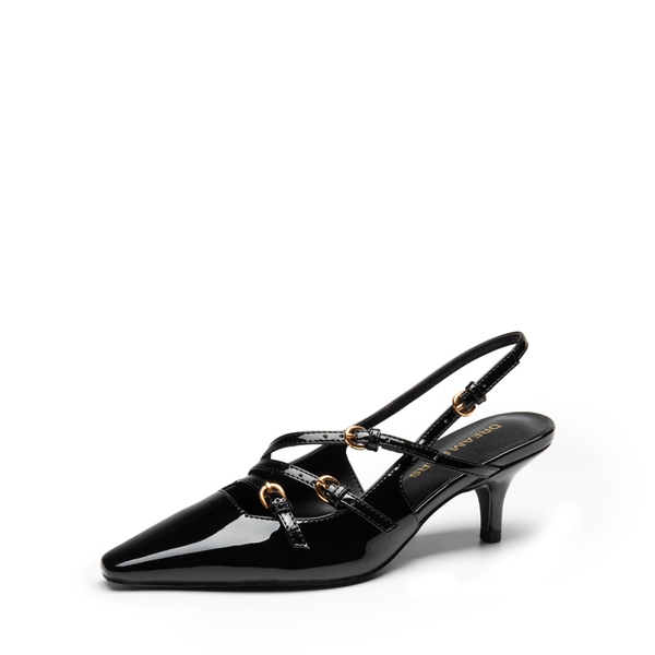 Buckle Slingback Stiletto Heel Pumps - BLACK -  0